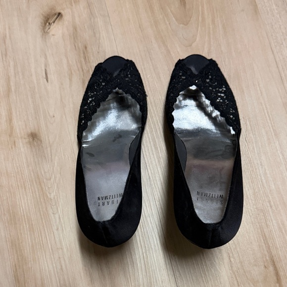 Stuart Weitzman Black Lace Peep-Toe Pumps - Picture 6 of 11